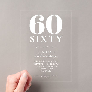 Invitations En Acrylique Moderne Elégant 60e anniversaire