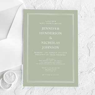 Invitations En Acrylique Moderne Elégant Formal Sage Mariage Vert