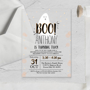 Invitations En Acrylique Moderne Little Boo ! Anniversaire Halloween 2 ans
