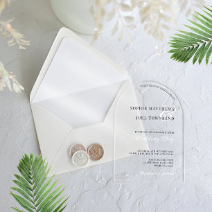 Invitations En Acrylique Moderne Mariage Élégant Grand Esperluette Noir Bla