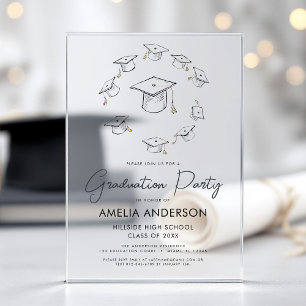 Invitations En Acrylique Moderne minimaliste Simple Graduation Party
