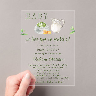 Invitations En Acrylique Moderne Nous Vous Aimons Tellement Matcha Green Te
