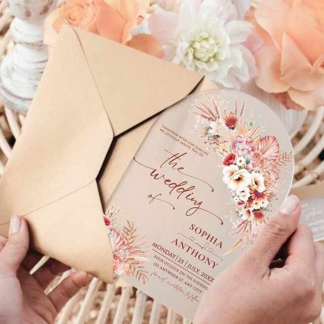 Invitations En Acrylique Moderne Rustique Boho Floral Acrylique Mariage (Créateur téléchargé)