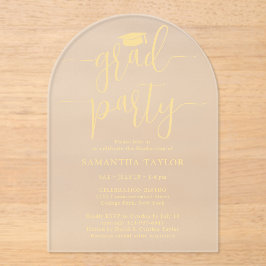 Invitations En Acrylique Moderne tendance Gold Script Grad Party Translucid