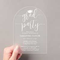 Moderne tendance White Script Grad Party Transluci