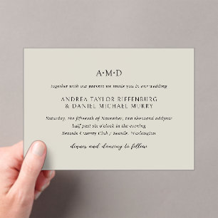 Invitations En Acrylique Monogramme classique Beige Formal Elégant Mariage