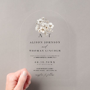 Invitations En Acrylique Monogramme rustique élégant Mariage floral