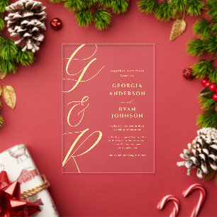 Invitations En Acrylique Monogramme Transparent à l'Écriture Énorme