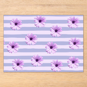 Invitations En Acrylique Motif à rayures pastel avec des marguerites