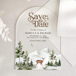 Invitations En Acrylique Mountain Forest Deer Wedding Save the Date