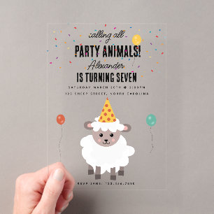 Invitations En Acrylique Moutons Agneaux Mignons Animaux de Fête d'Annivers