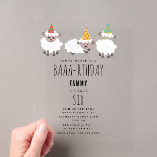 Invitations En Acrylique Moutons Agneaux Mignons Drôles Fête Fermière Anima