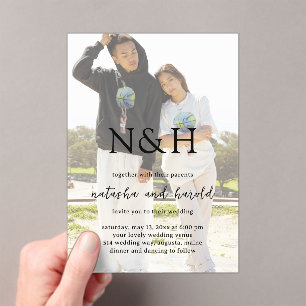 Invitations En Acrylique Natasha Photo Monogramme Mariage moderne
