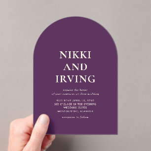 Invitations En Acrylique Nikki Purple Mariage moderne