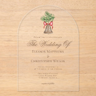 Invitations En Acrylique Noël Bell & Pine Feuilles Fêtes Mariage Arch