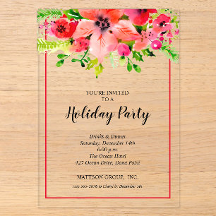 Invitations En Acrylique Noël Fleurie Élégant