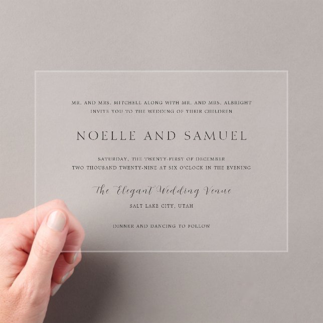Invitations En Acrylique Noelle Elegant Wedding (In situ (ordinateur de poche))