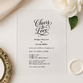 Invitations En Acrylique noir transparent encourage à aimer Mariage élégant