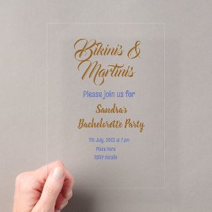 Invitations En Acrylique nom de l'enterrement de vie de jeune fille bikinis