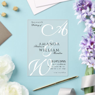 Invitations En Acrylique Noms de Script Élégants Modernes Mariage