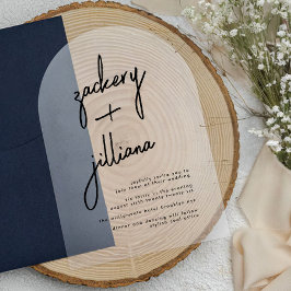 Invitations En Acrylique NOMS élégants Mariage noir et blanc moderne