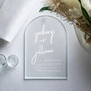 Invitations En Acrylique Noms Mariage Blanc De Style Moderne
