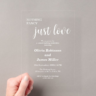 Invitations En Acrylique Nothing Fancy Just Love Casual Wedding 