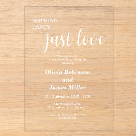 Invitations En Acrylique Nothing Fancy Just Love Casual Wedding