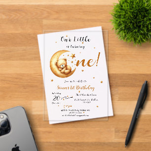 Invitations En Acrylique Notre petit ours fête son premier anniversaire ado