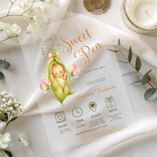 Invitations En Acrylique Notre petit pois doux en aquarelle