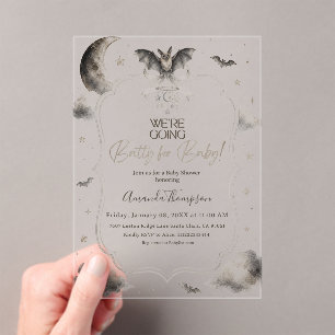 Invitations En Acrylique Nous devenons fous pour la Lune de bébé Chauve-sou