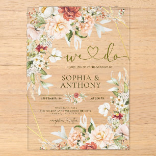 Invitations En Acrylique Nous Faisons Floral Gold Géométrique Aquarelle Fol