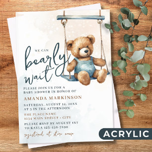 Invitations En Acrylique Nous pouvons à peine attendre ours en peluche en d