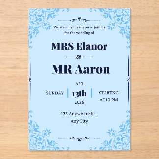 Invitations En Acrylique Nous vous invitons chaleureusement pour le mariage