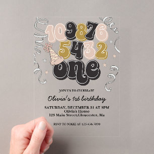 Invitations En Acrylique Nouvel An Réveillon Compte Premier Anniversaire In