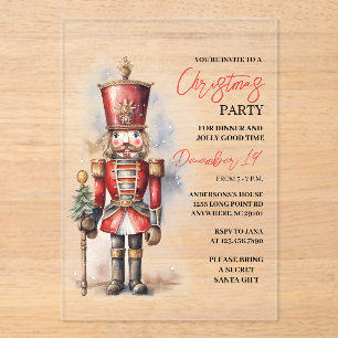 Invitations En Acrylique "Nutcracker Christmas Party Festive