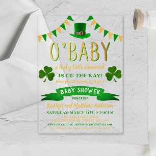 Invitations En Acrylique O'Baby St. Patrick's Day Baby shower