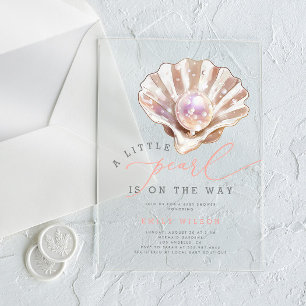 Invitations En Acrylique Ocean Little Pearl Under the Sea Baby shower