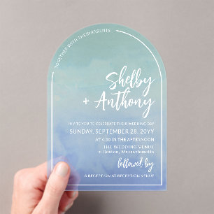 Invitations En Acrylique Ocean Mist Blue Turquoise Arch Frame Mariage