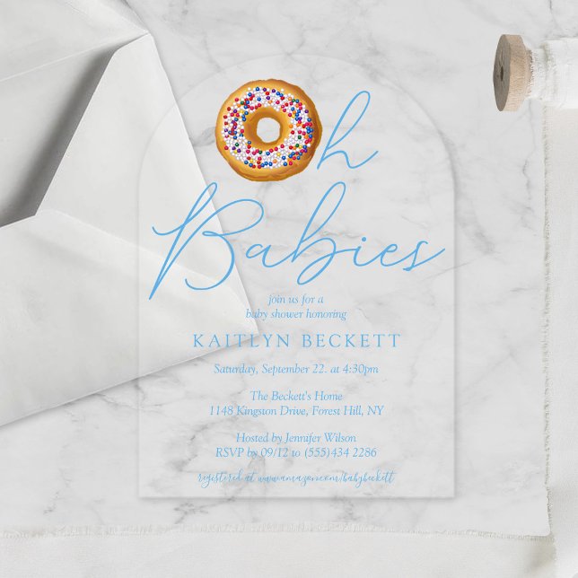 Invitations En Acrylique Oh Baby Donut Sprinkle Twin Boys Baby shower (Créateur téléchargé)