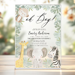 Invitations En Acrylique Oh Boy Safari Baby shower animal garçon