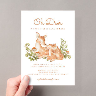 Invitations En Acrylique Oh Cerf Forêt Boisée Baby Shower