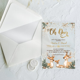 Invitations En Acrylique Oh Deer Baby Shower Hivernal Contes de Fées