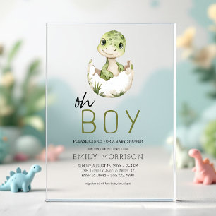 Invitations En Acrylique Oh Garçon Dinosaure Mignon Fête de Naissance de Bé