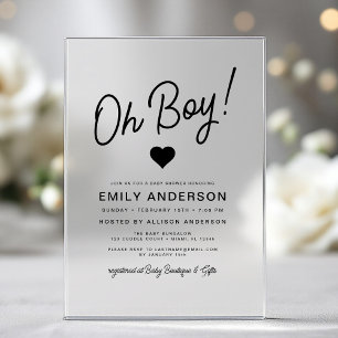 Invitations En Acrylique Oh garçon moderne minimaliste Baby shower simple