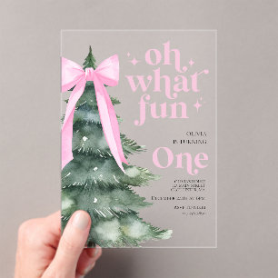 Invitations En Acrylique Oh Quel Arbre de Noël Amusant 1er Anniversaire