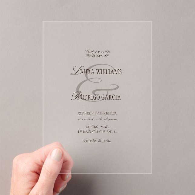 Invitations En Acrylique Old Money Espresso Brown Wedding (In situ (ordinateur de poche))