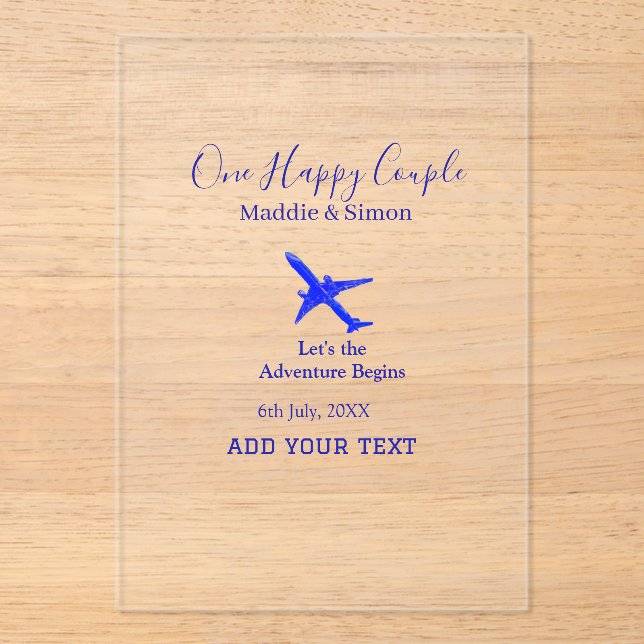Invitations En Acrylique One happy Couple let's adventure begins wedding co (Recto)