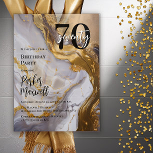 Invitations En Acrylique Or Élégant Fête d'anniversaire Moderne 70 ans su