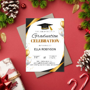 Invitations En Acrylique Or et Noir Élégants